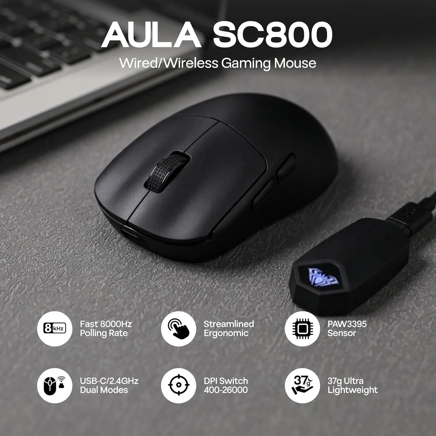 AULA SC800 Gaming Mouse USB-C  - огляд і ціна Gaming Console Buttons